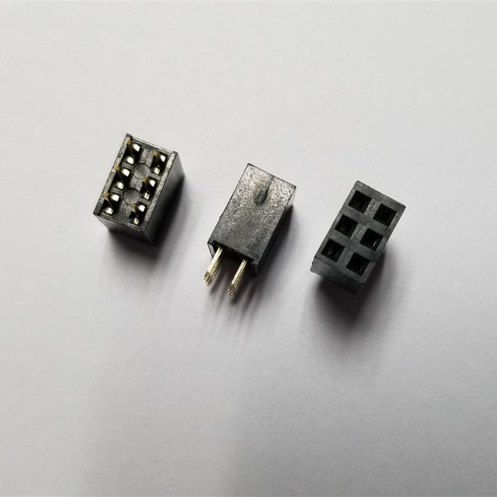 54-2x3p排母 2.54-6pin排针座 镀金2.54间距杜邦针孔座