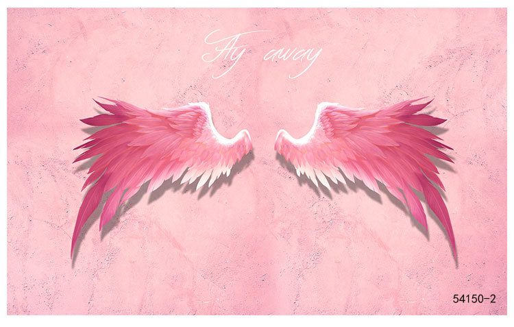 3d羽毛天使翅膀墙纸网红拍照直播背景墙奶茶餐厅服装店瑜伽馆壁纸