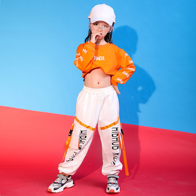 女童爵士舞服装儿童街舞套装嘻哈走秀露脐装秋冬新款女孩hiphop潮