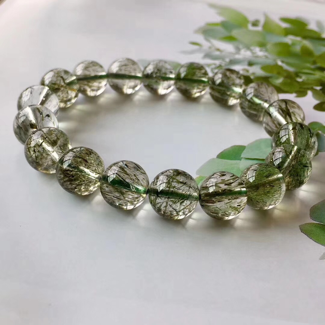 天然发晶绿发晶手链手串钛晶顺发水晶厂家批发