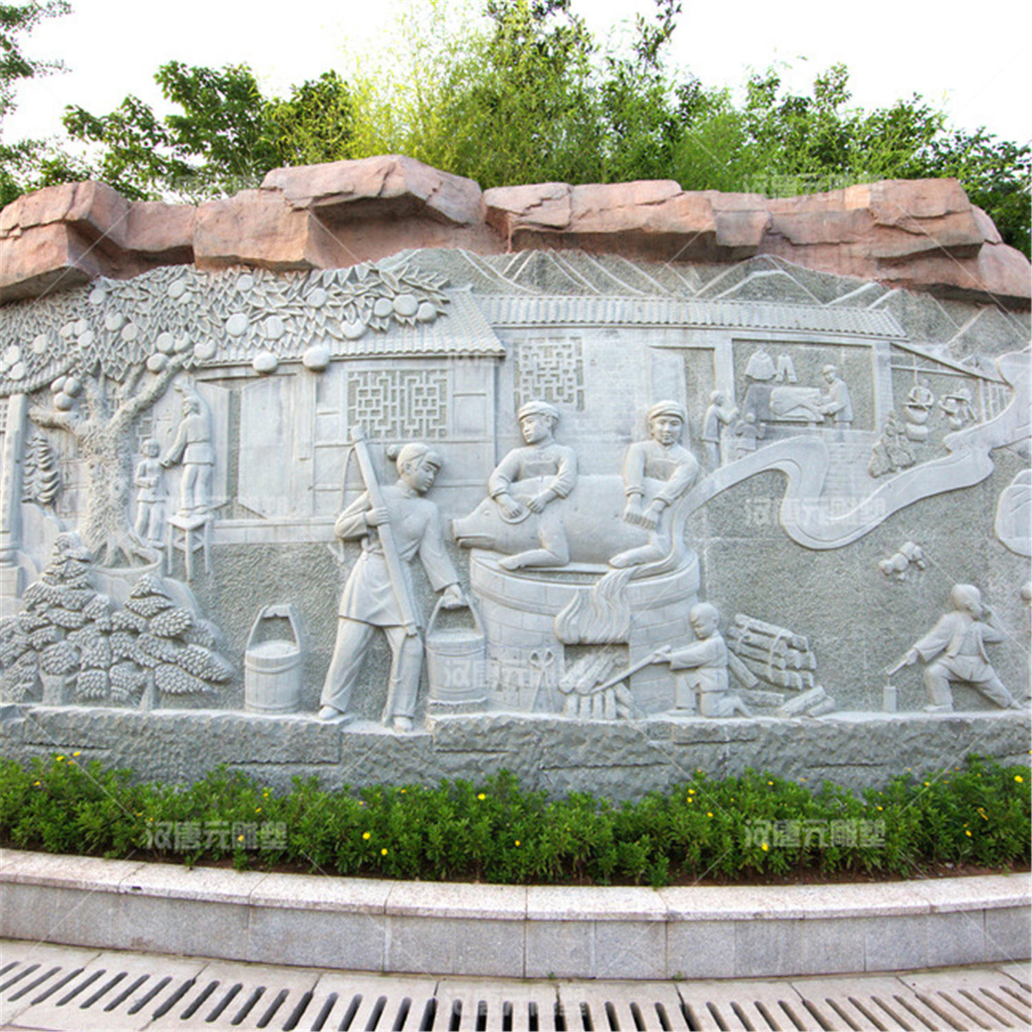 石雕雕刻汉白玉大理石人物浮雕制作青石浮雕校园影壁文化墙体雕像