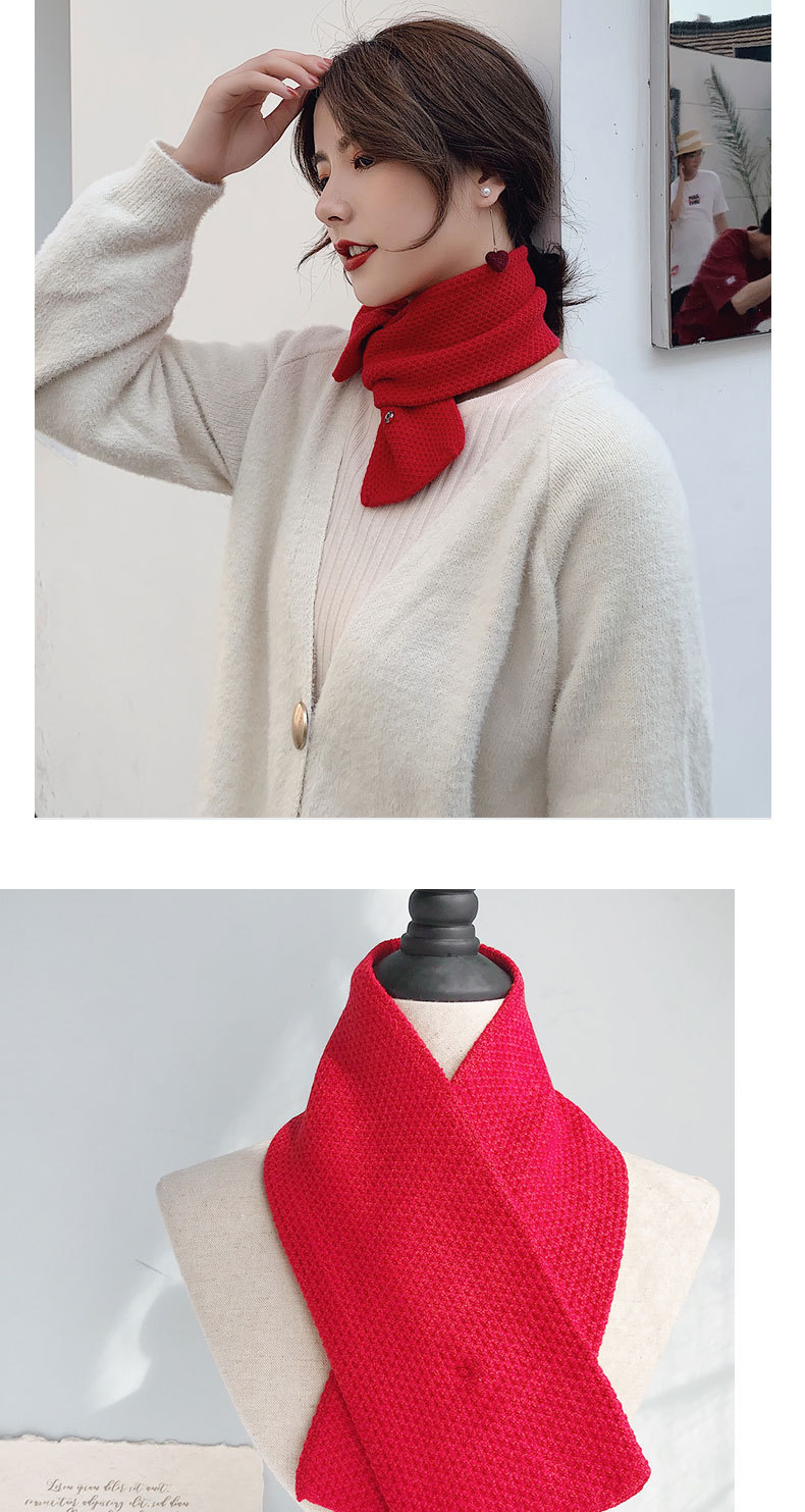 交叉毛线围巾秋冬针织围巾女冬季粘扣围脖2019新款