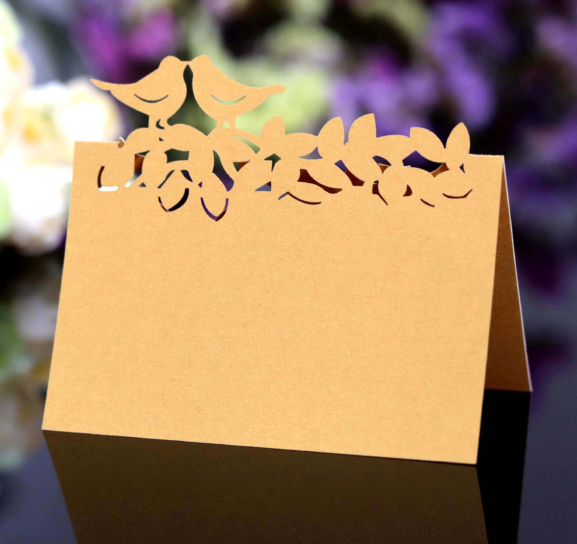 小鸟席位卡 激光卡片镂空桌牌纸桌卡 婚礼用品卡姓名座次卡 批发