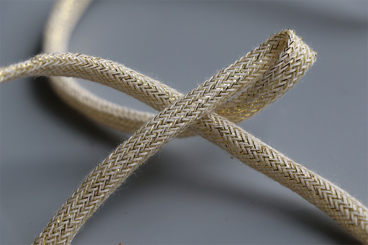 5mm空心加金丝扁带绳 双层编织带 鞋带 衣帽带标签绳可定制