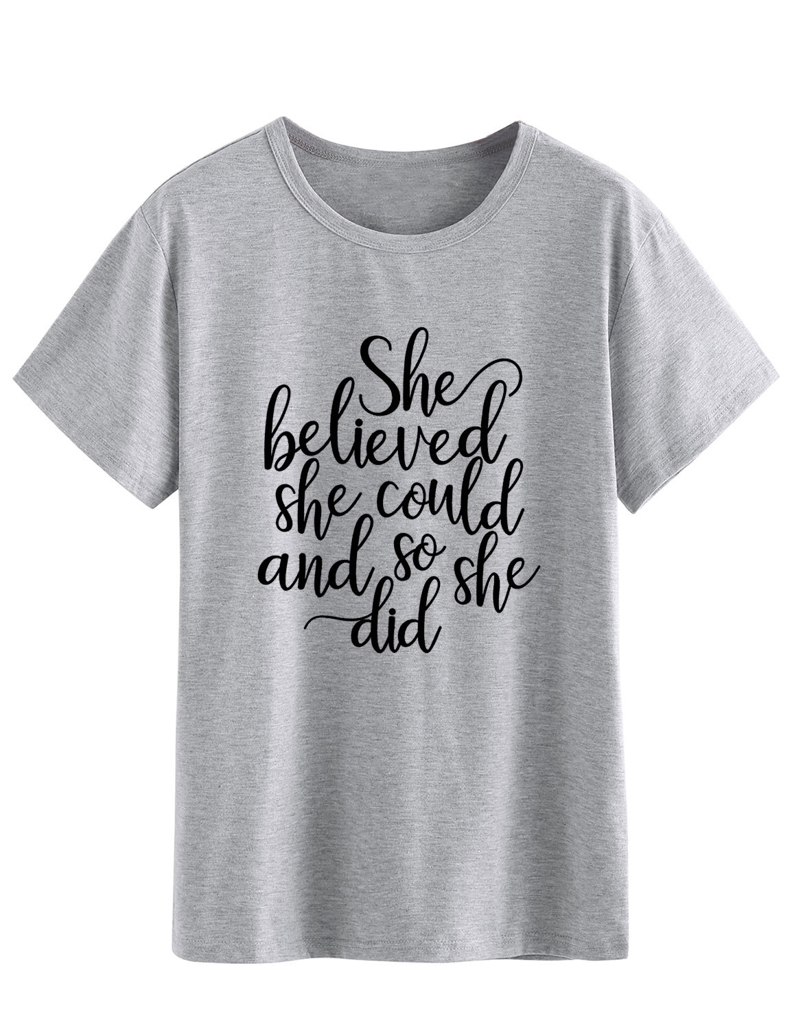 she beliebved she could 个性英文字母男女欧美街头t恤速卖通