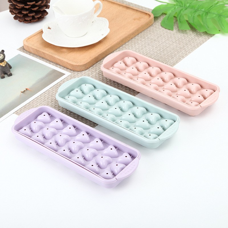 21-Grid Ice Tray with Lid Plastic Creative Love Ice Tray Household Homemade Ice Cube Mold Ice Tray 0755-3