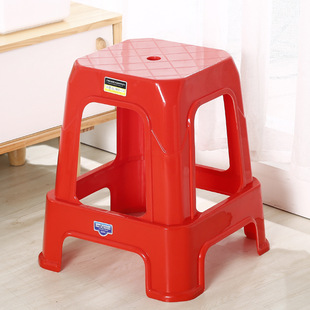 喜庆红色塑料四方休闲椅 防滑家居餐厅红色椅子 加厚高脚塑料凳子