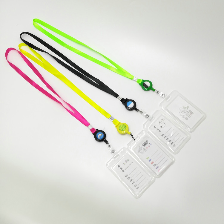 厂牌伸缩挂绳学生校牌证件挂绳易拉扣胸卡挂绳工作证卡套硬卡批发