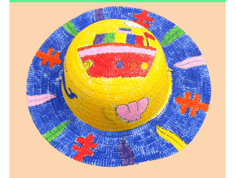 幼儿园绘画画草帽儿童diy墙面装饰 创意美劳材料手工美术涂鸦帽子