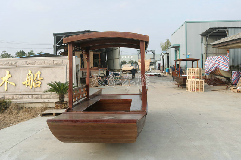 5米圆篷餐饮船 小型游船画舫船 公园景区观光餐饮船
