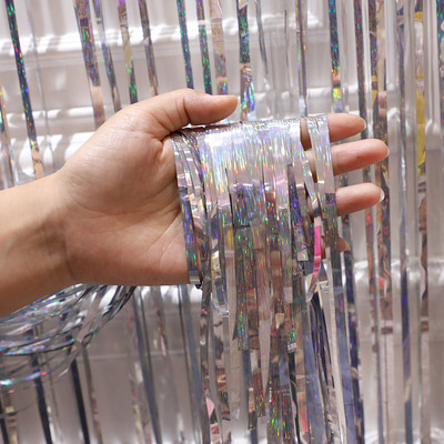 结婚庆用品银色雨丝帘新婚房浪漫拉花背景墙流苏帘派对生日房间墙