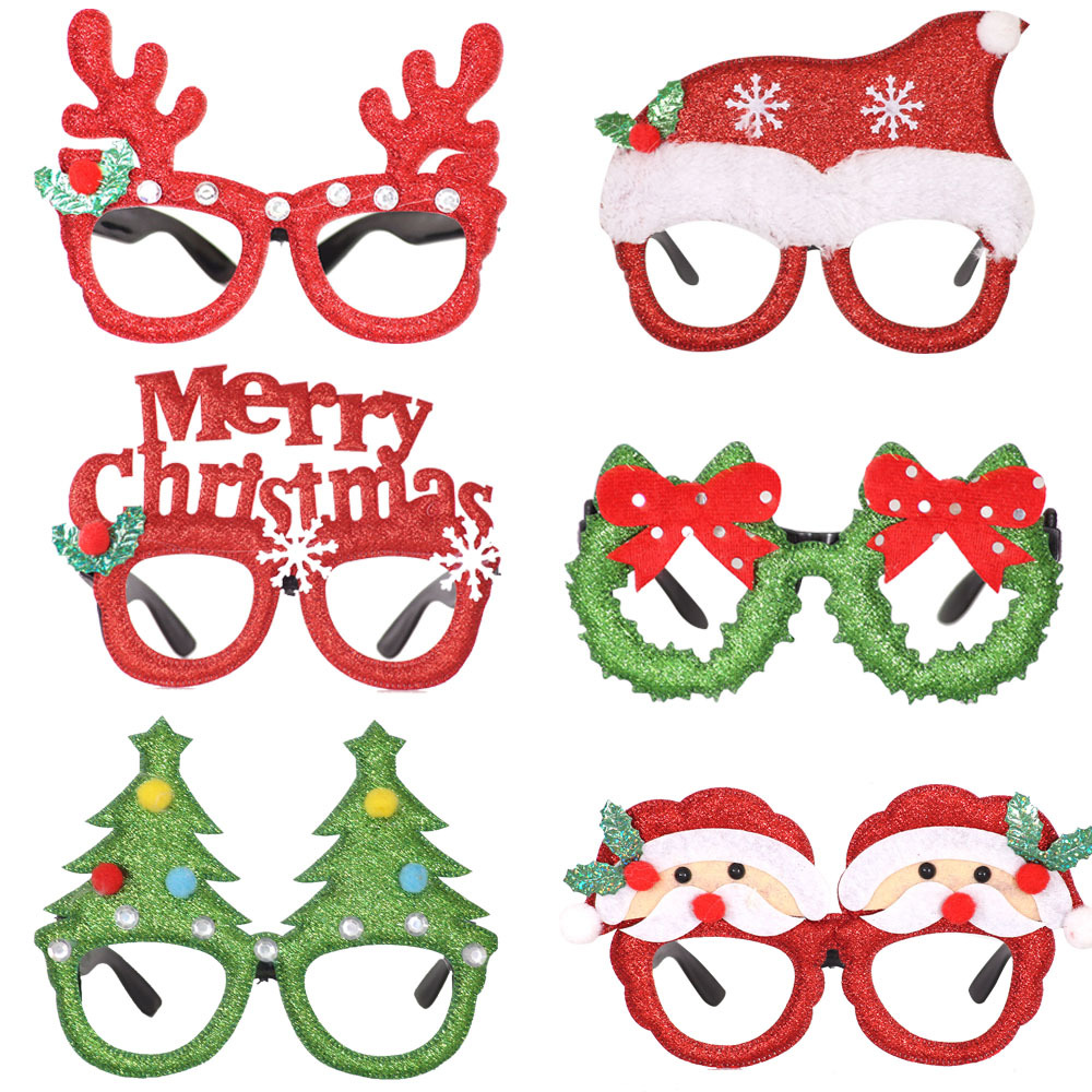 Amazon Christmas Decorations Christmas Glasses Party Decoration Supplies Christmas Products Snowman Antlers Glasses Frame