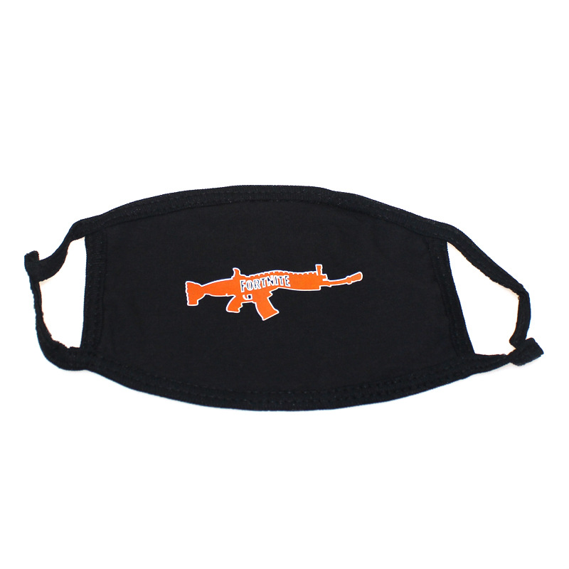 游戏堡垒之夜外贸黑棉色口罩防尘透气面罩印花logo热转印口罩定制