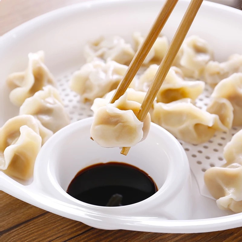 创意塑料饺子盘吃水饺盘子带醋碟饺子盘凉菜盘 饺子盘可印logo