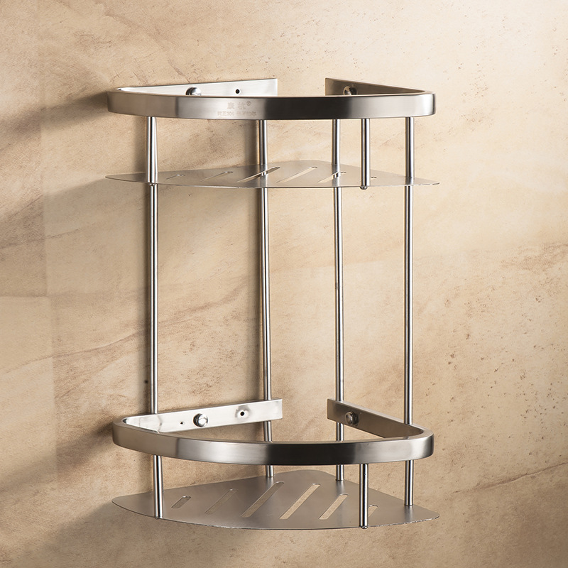 浴室置物架不锈钢304双层三角架 厂家直销卫生间转角架卫浴挂件