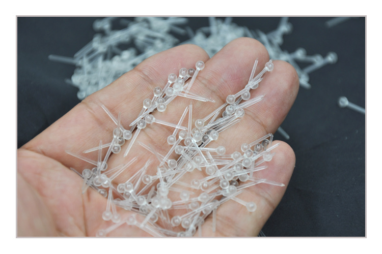 塑料透明圆头耳棒打耳洞男女耳钉火柴头塑料耳棍耳针