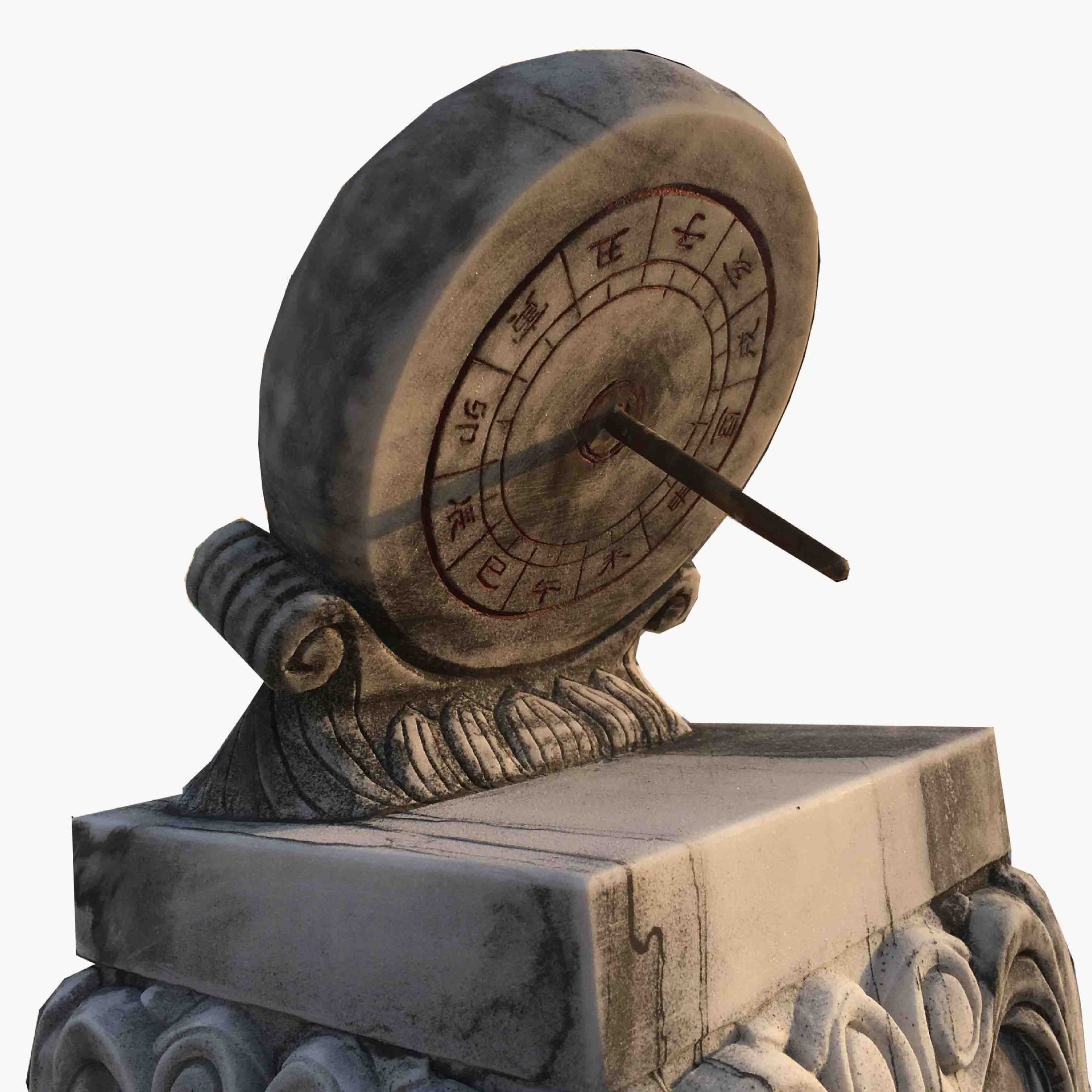 制作清华日晷 立式汉白玉日晷 花岗岩日晷青石石头工艺摆件