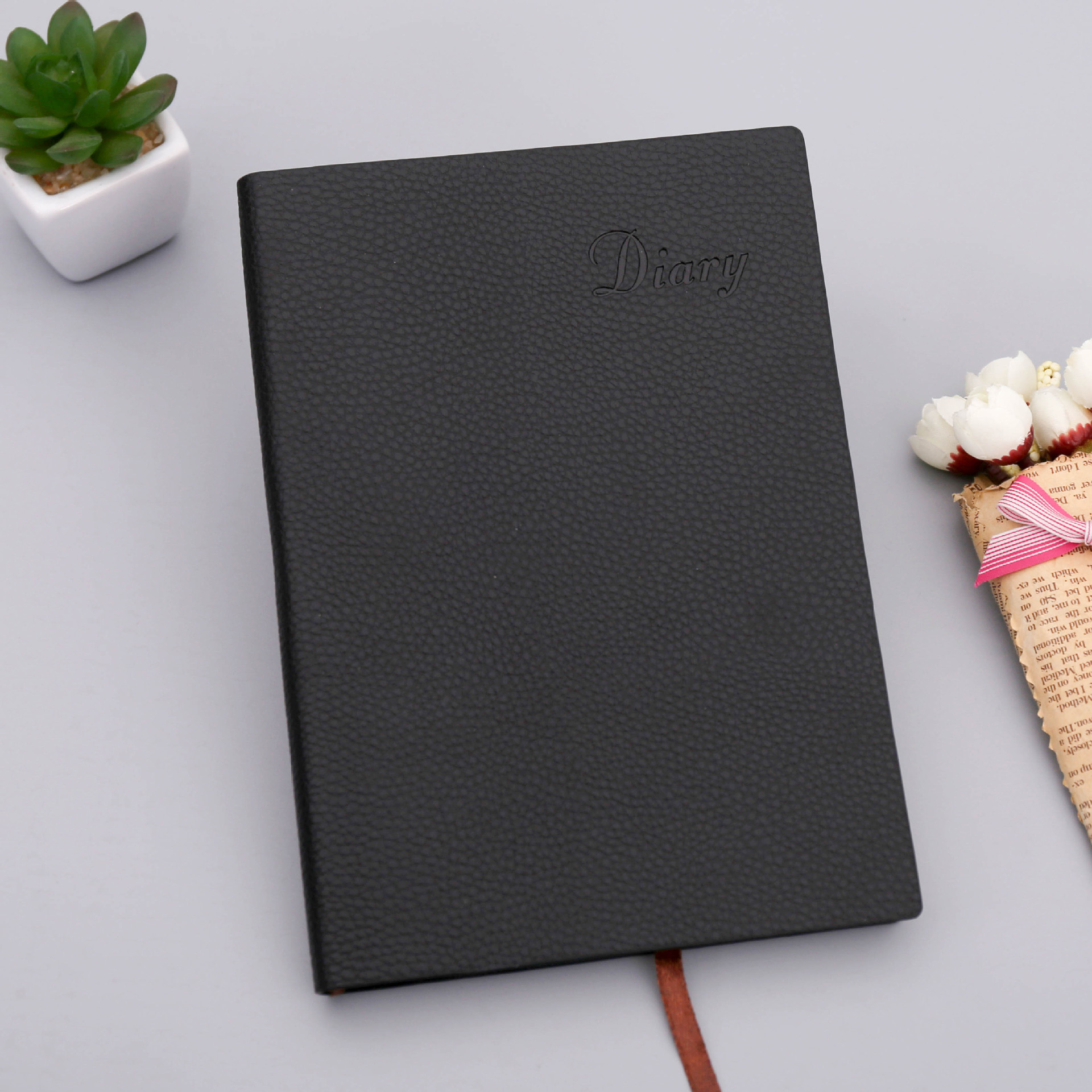 创意办公记事本商务笔记本定制软皮记帐小本子黑色可加印logo