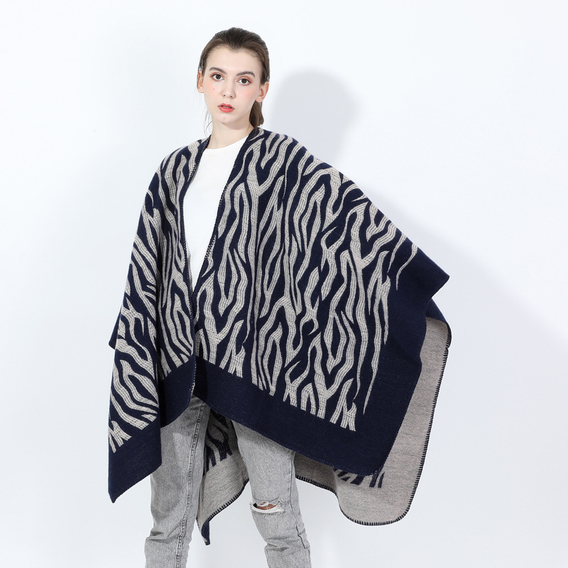 scarf zebra pattern split shawl animal pattern autumn and winter cashmere women‘s shawl cape