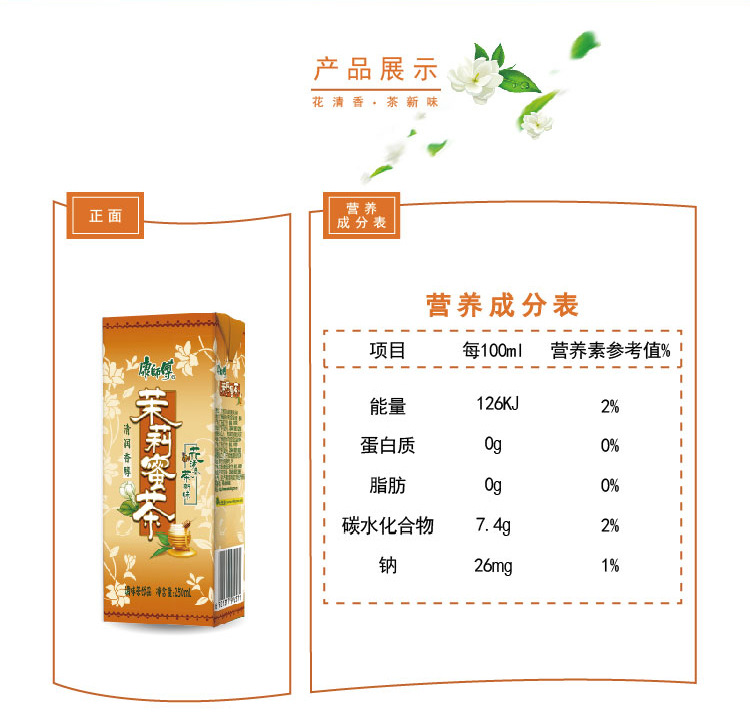 康师傅果汁茶饮料250ml*24盒整箱冰红茶绿茶茉莉蜜茶冰糖雪梨柚子
