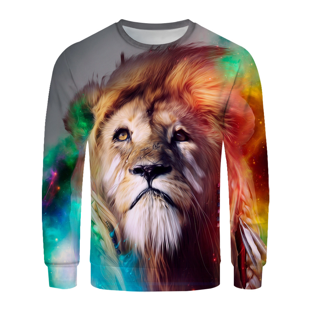 冬季新时尚欧美金毛狮王印花潮流街头风男士长袖卫衣4747