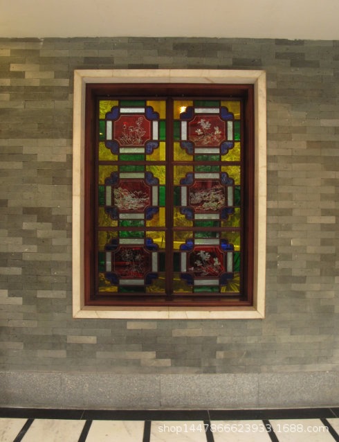 源头厂家实木满洲窗 仿古门窗中式岭南玻璃花窗隔音定做批发