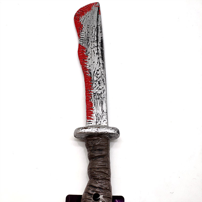 万圣节化妆舞会游戏表演用品整人恐怖塑料玩具带血刀外贸