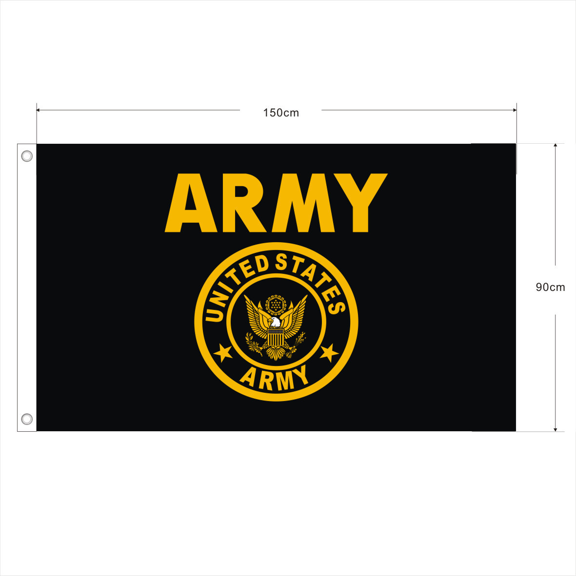 亚马逊90*150cm 3*5ft 美国军旗 us army flag黑底黄色字母加圆标