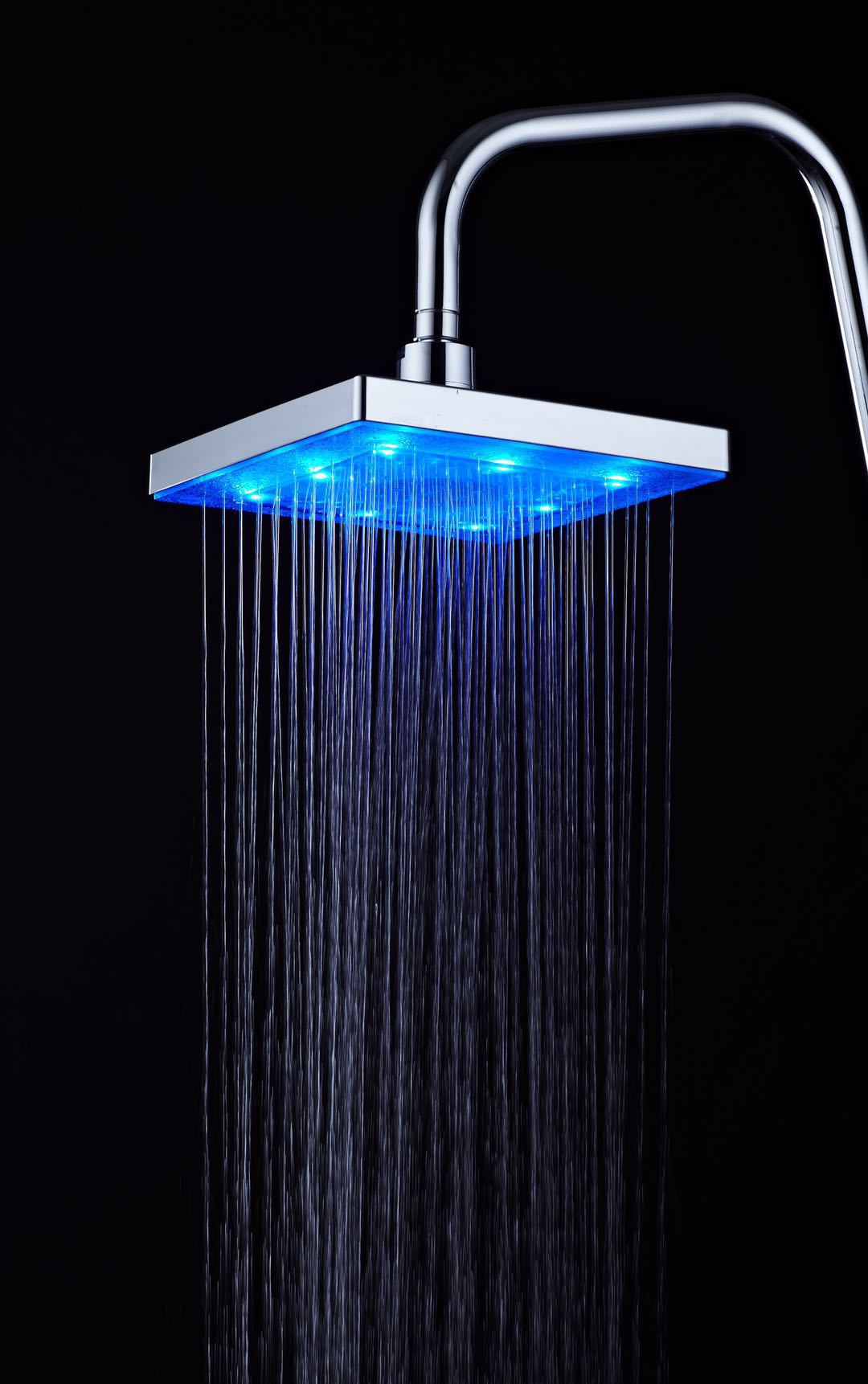 8寸顶喷花洒led温控变色浴室喷头方形大喷头厂家直销360度旋转