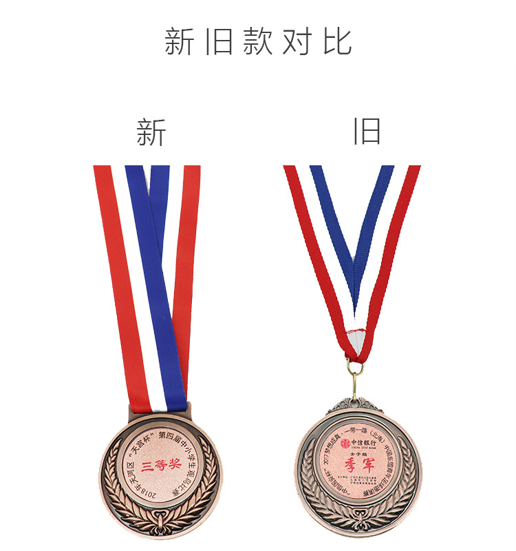 全新升级麦穗通用金银铜奖牌奖章挂脖子奖牌定制运动会比赛颁奖品
