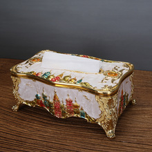 欧式抽纸盒家用餐巾纸盒收纳盒时尚锌合金创意纸巾盒客厅装饰摆件