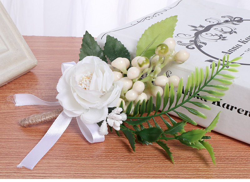 欧美新款白色胸花婚礼宴会晚礼服装饰森系创意胸针婚庆用品批发