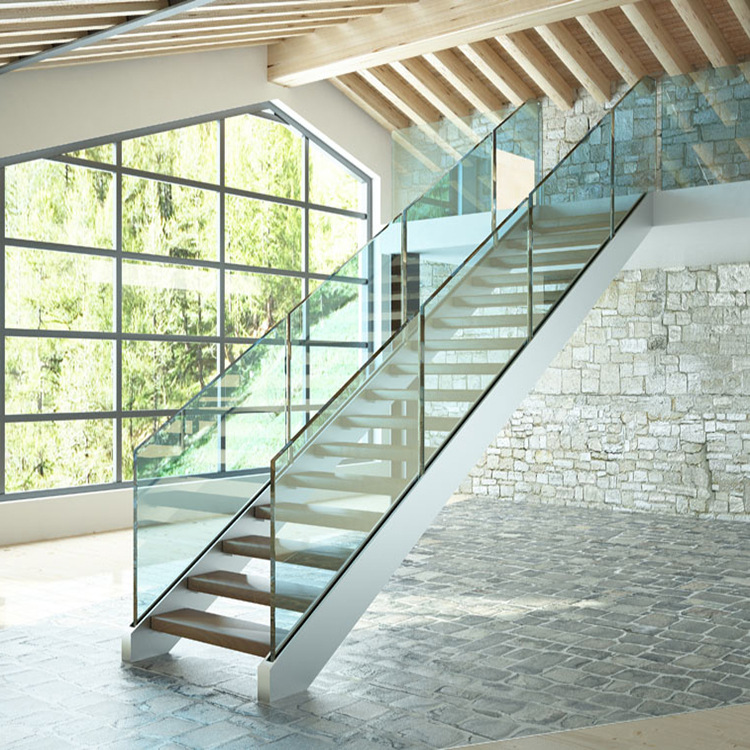 12mm商场无框楼梯护栏玻璃,别墅手扶梯护栏精磨边钢化玻璃