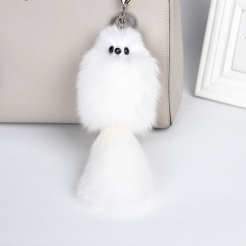 真狐狸毛挂件小狐狸饰品女背包挂件车钥匙扣手机毛球毛绒挂件批发