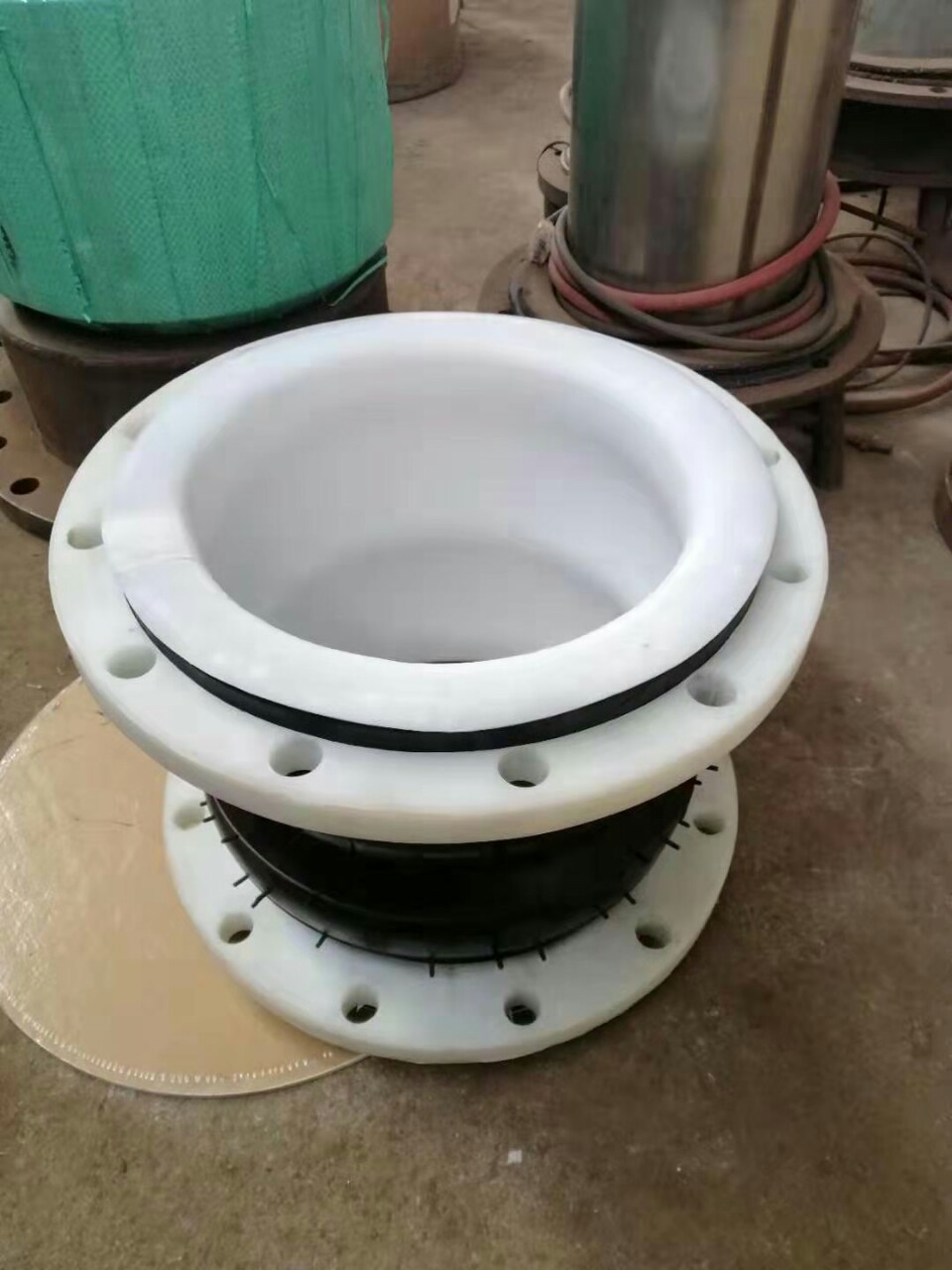 pp法兰双球橡胶膨胀节内衬聚四氟乙烯耐酸橡胶软接头非金属膨胀节