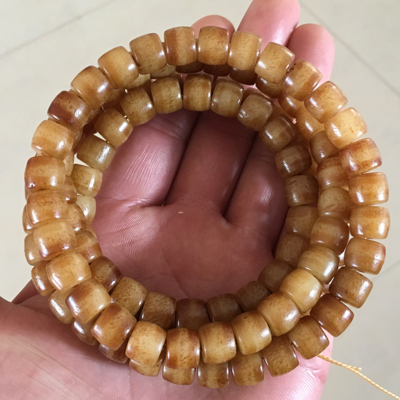 做旧 鹿骨桶珠108颗 佛珠手链 骨玩念珠 带血丝 10*8mm