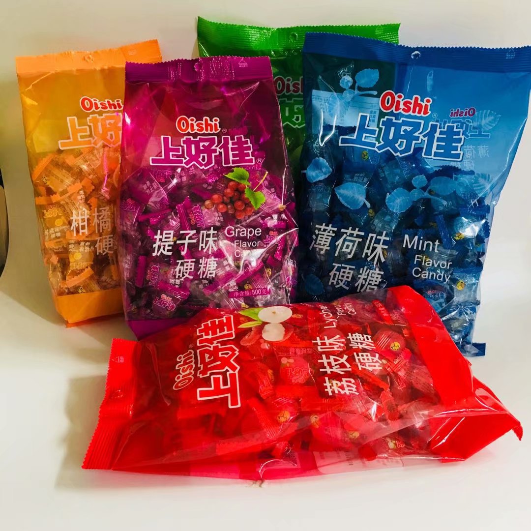 上好佳水果硬糖500g袋装水果糖喜糖零食薄荷糖提子柠檬荔枝水蜜桃