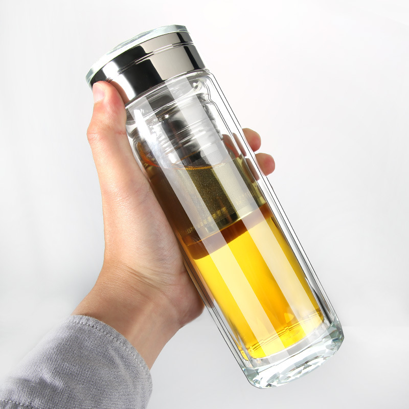 双层玻璃杯水晶钻石刻面水杯耐热商务办公杯子男女车载泡茶杯定制