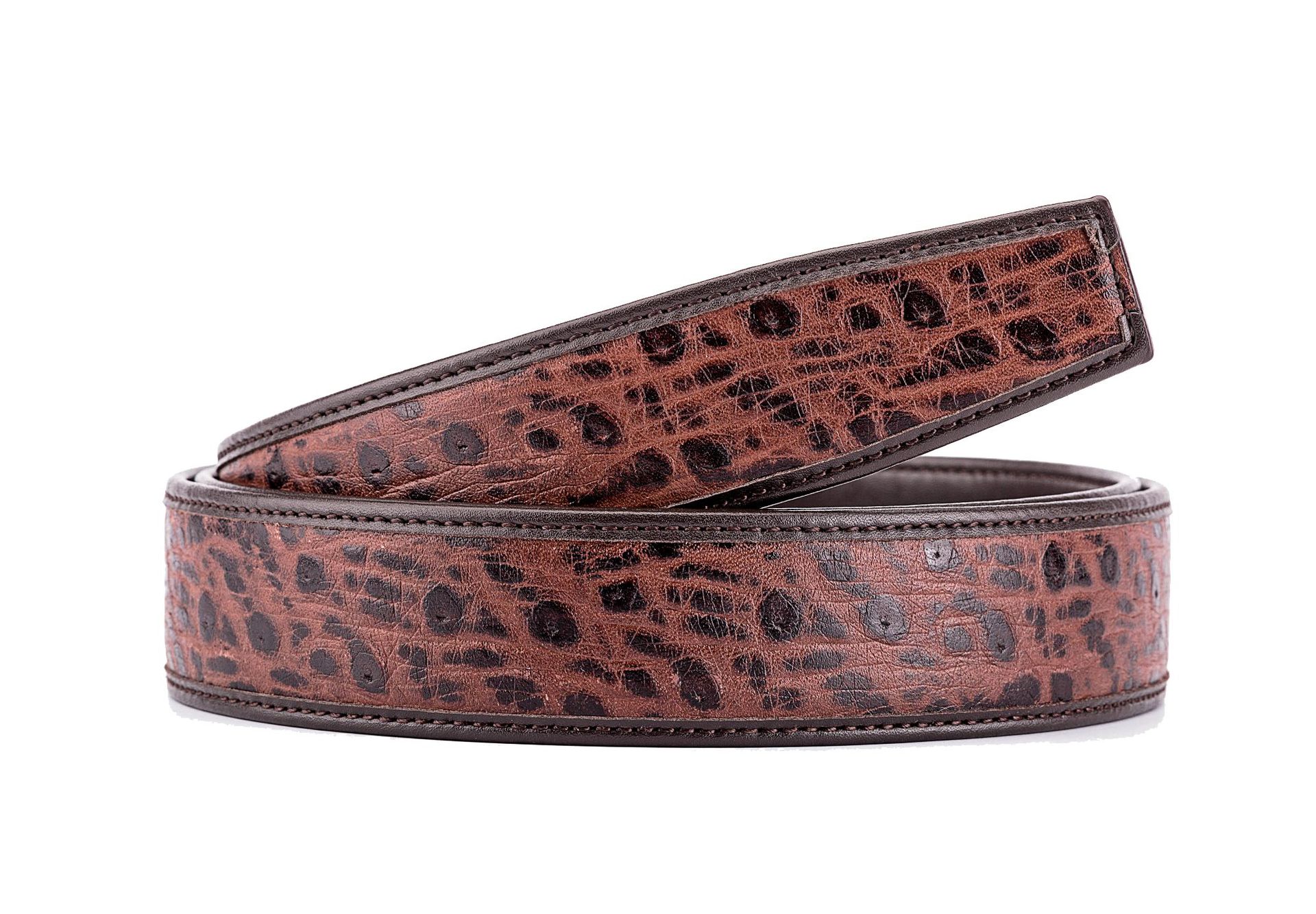 男士真皮腰带 高端品质 原版驼鸟肚皮纹进口头层牛皮自动扣皮带身