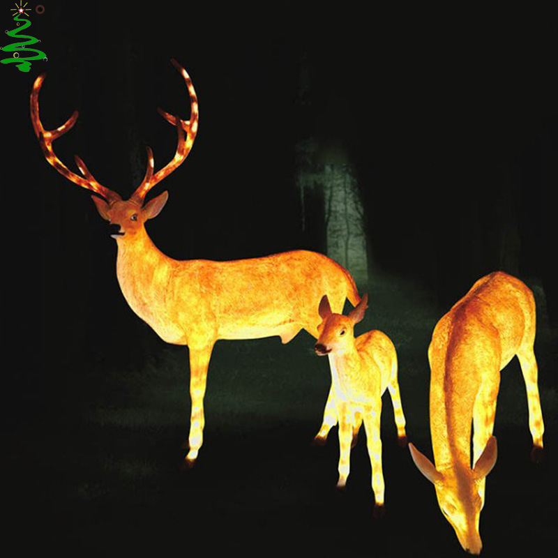 led玻璃钢梅花鹿造型灯户外景观亮化装饰灯树脂玻璃钢动物小品灯