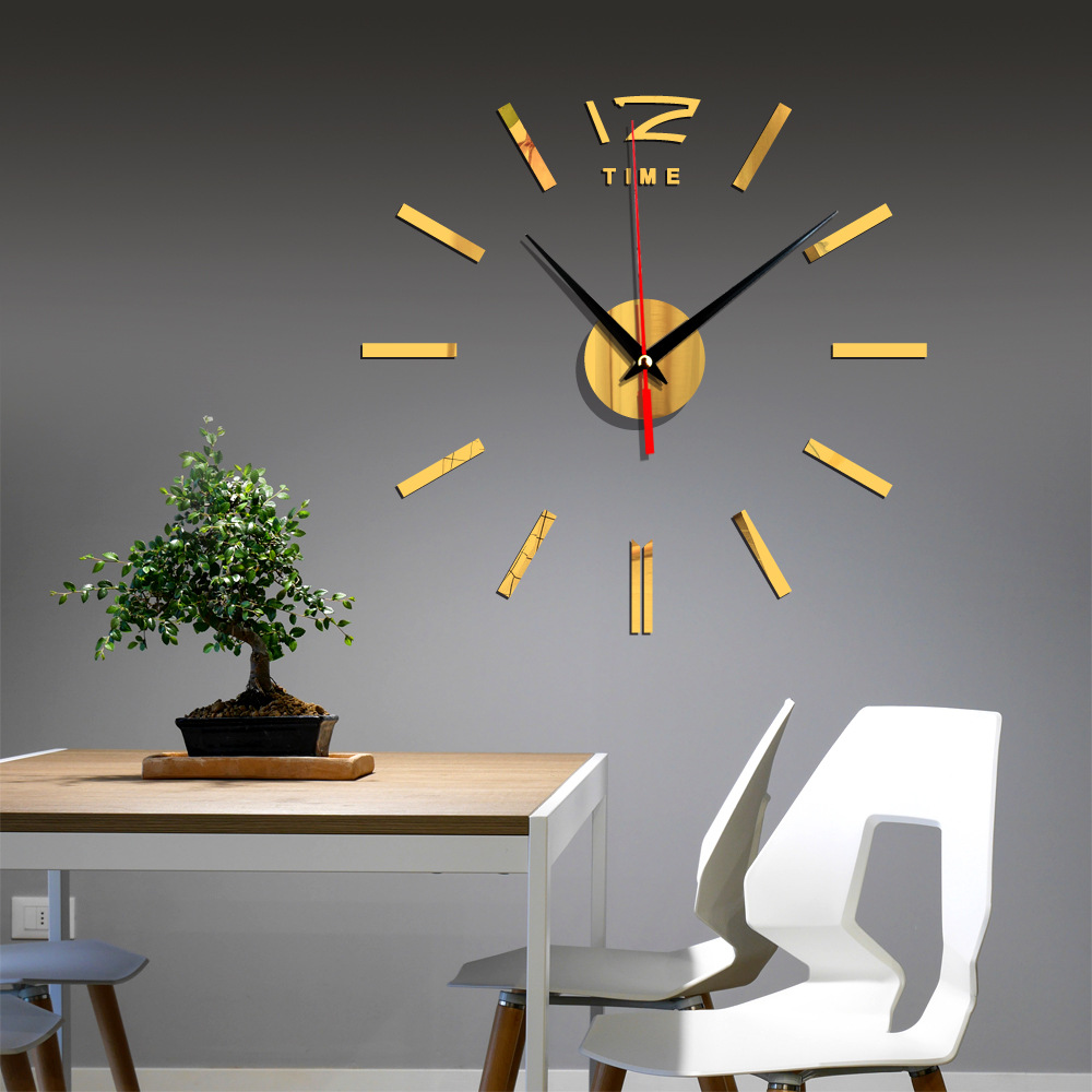 经典diy指针型亚克力静音镜面钟墙面装饰壁挂钟 3d镜子挂钟 zb028