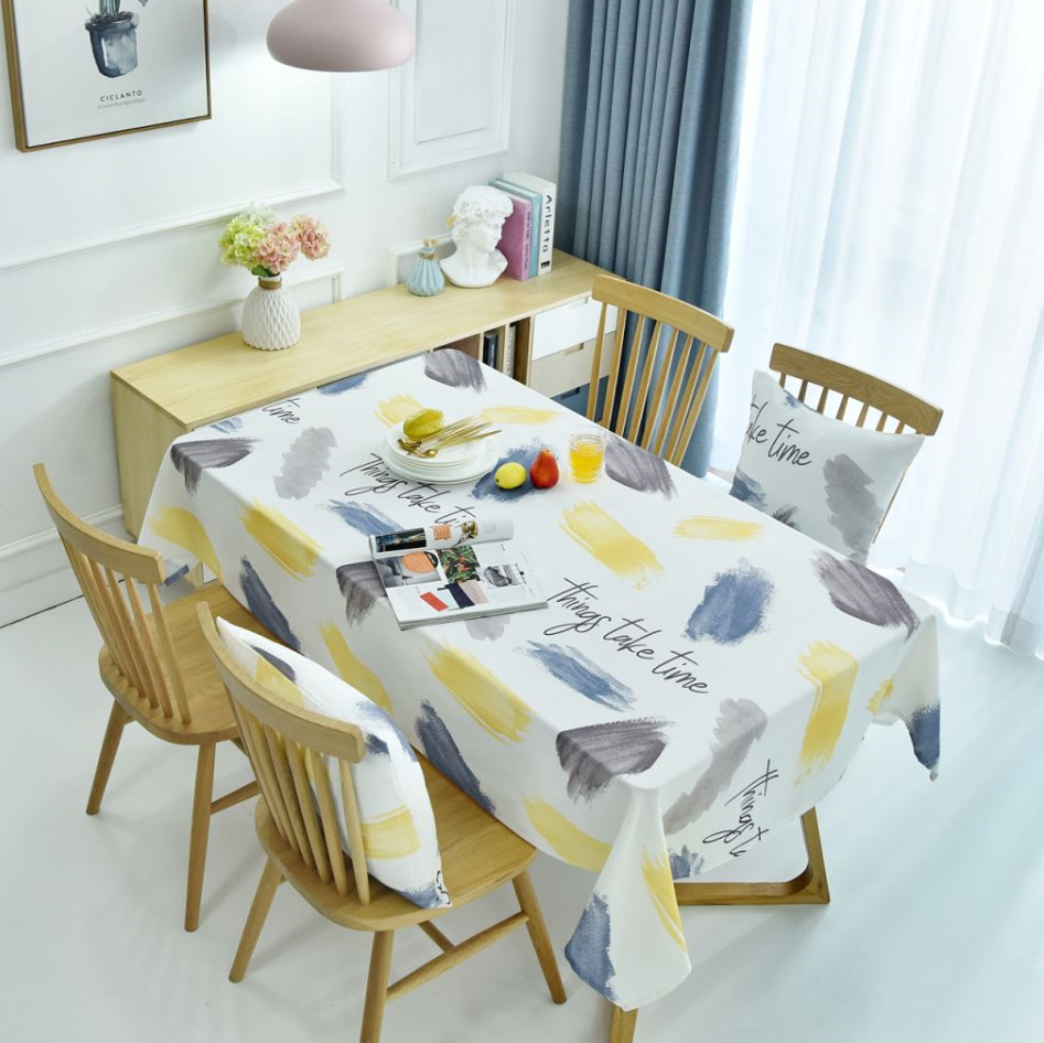 Nordic Geometric Oil-Proof Waterproof Odorless Tablecloth Dining Table and Hair Covers Suit Cloth One Piece Dropshipping