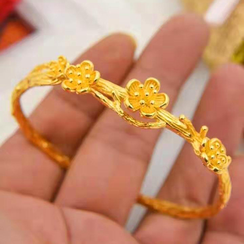 传承如意手环沙金磨砂福锁宫铃纳福小金锁手镯女带锁开口抖音爆款