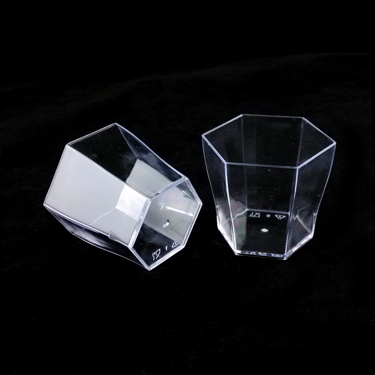 批发ps高透迷你60ml一次性塑料艺术六边形果冻布丁杯定做