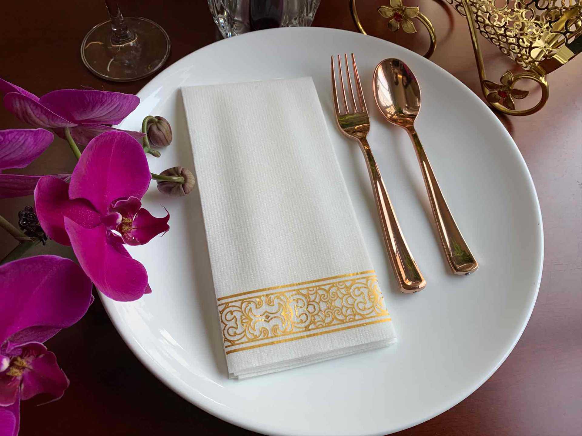 无尘纸布触感餐巾一次性餐巾纸烫金烫银logo酒店餐厅用33*40cm