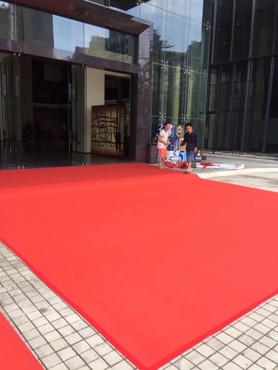 加厚拉绒红地毯结婚酒店楼盘开业迎宾庆典展会地毯舞台工程展厅会