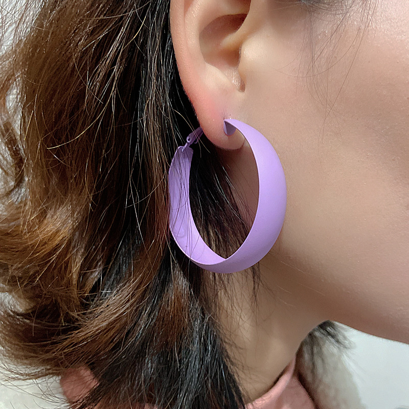 Candy Color Korean Style Fashion Personality Grandeur Big Ear Ring Color Size Circles Wide Surface Elegant Wild Earrings