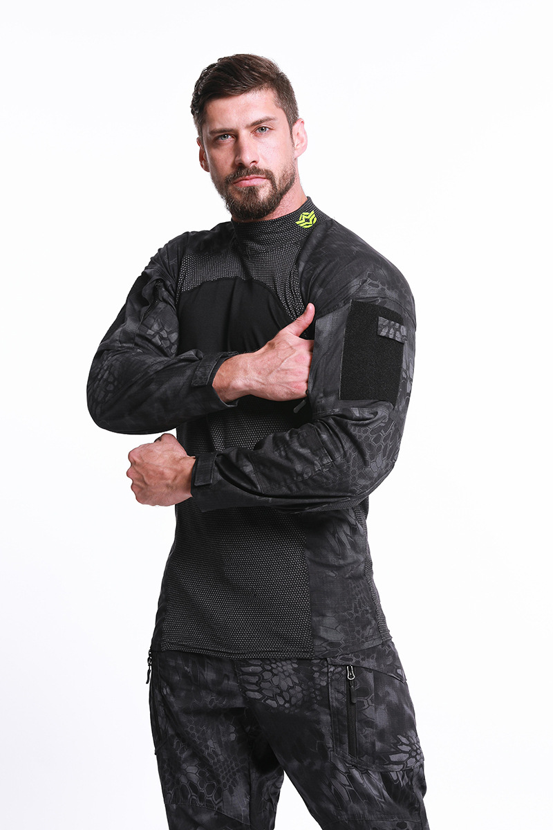 跨境esdy三代蛙服 新款棉迷彩军训服 圆领紧身网孔长袖男款作战服