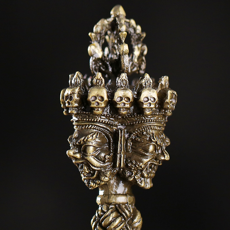 尼泊尔藏传佛教用品青铜色三面秽迹普巴金刚降魔杵金刚橛摆件大号