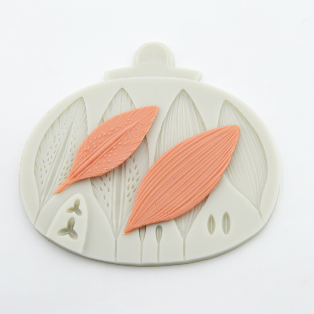 新款百合花叶子硅胶翻糖模具 硅胶压花模蛋糕装饰干佩斯造型模